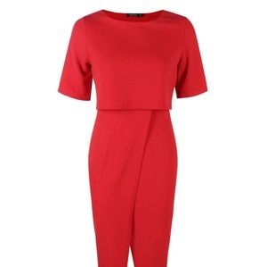 Boohoo Dresses - Boohoo Layered Wrap Wiggle Midi Dress Boohoo Dresses - Boohoo Layered Wrap Wiggle Midi Dress